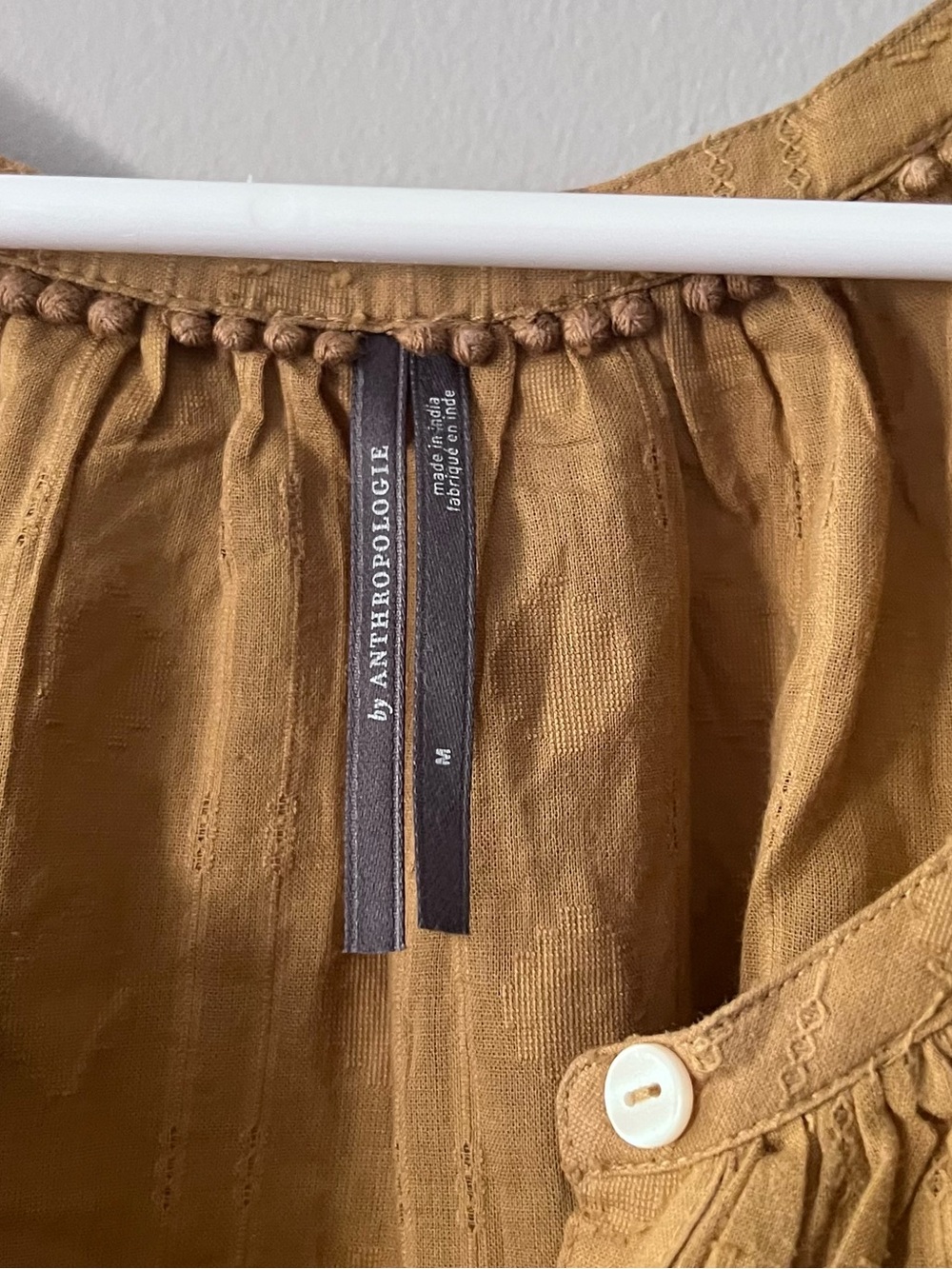 Anthropologie Women’s Dark Yellow Marigold Cotton Button Front Dress Size Medium - Picture 6 of 7